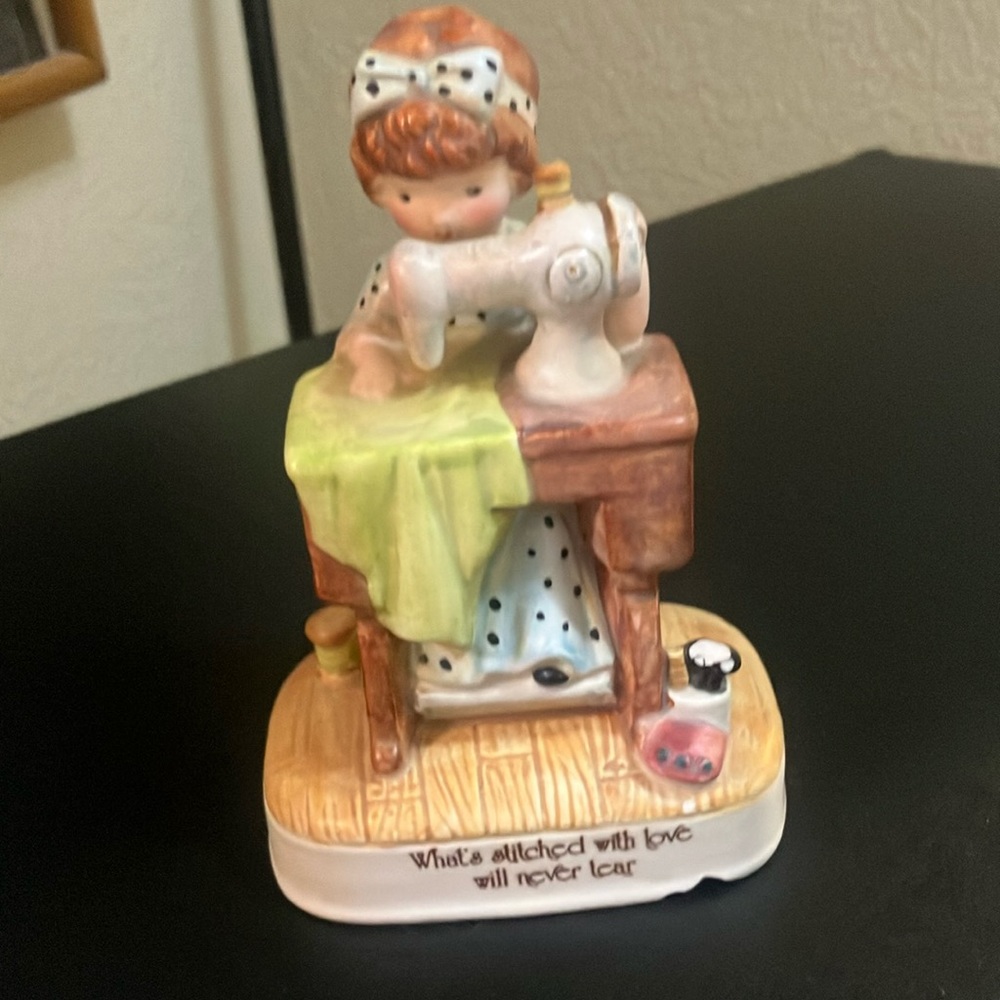 Holly Hobbie Collectible Figurine - 1970s Sewing Theme